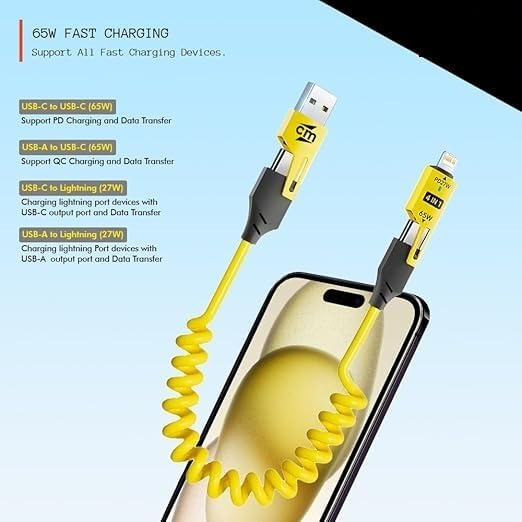 Coiled 4-in-1 Charging Cable